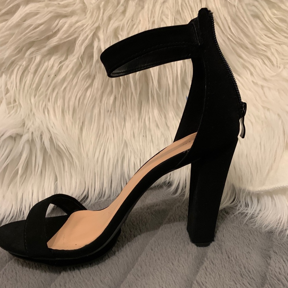 Black strap heels